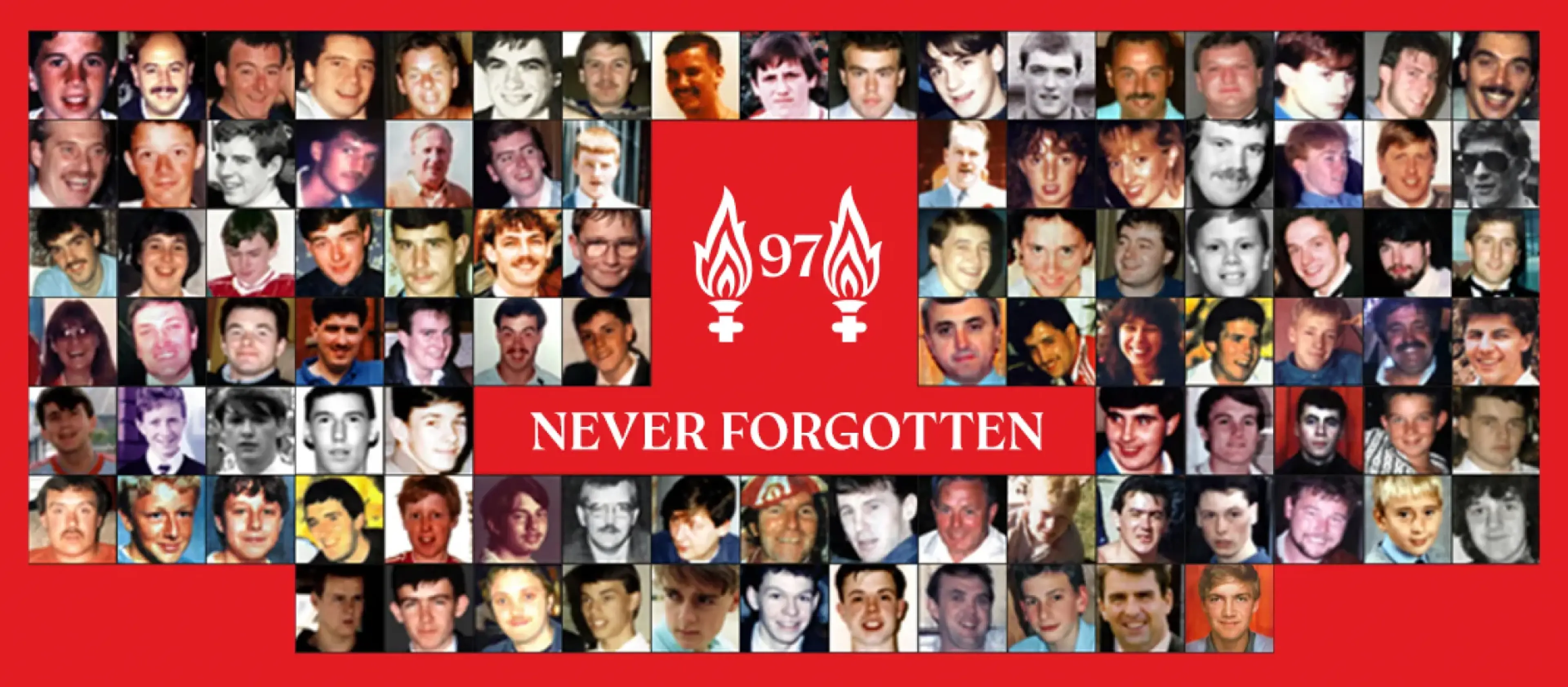 Gráfico que muestra a las 97 personas que perdieron la vida en la tragedia de Hillsborough en 1989.