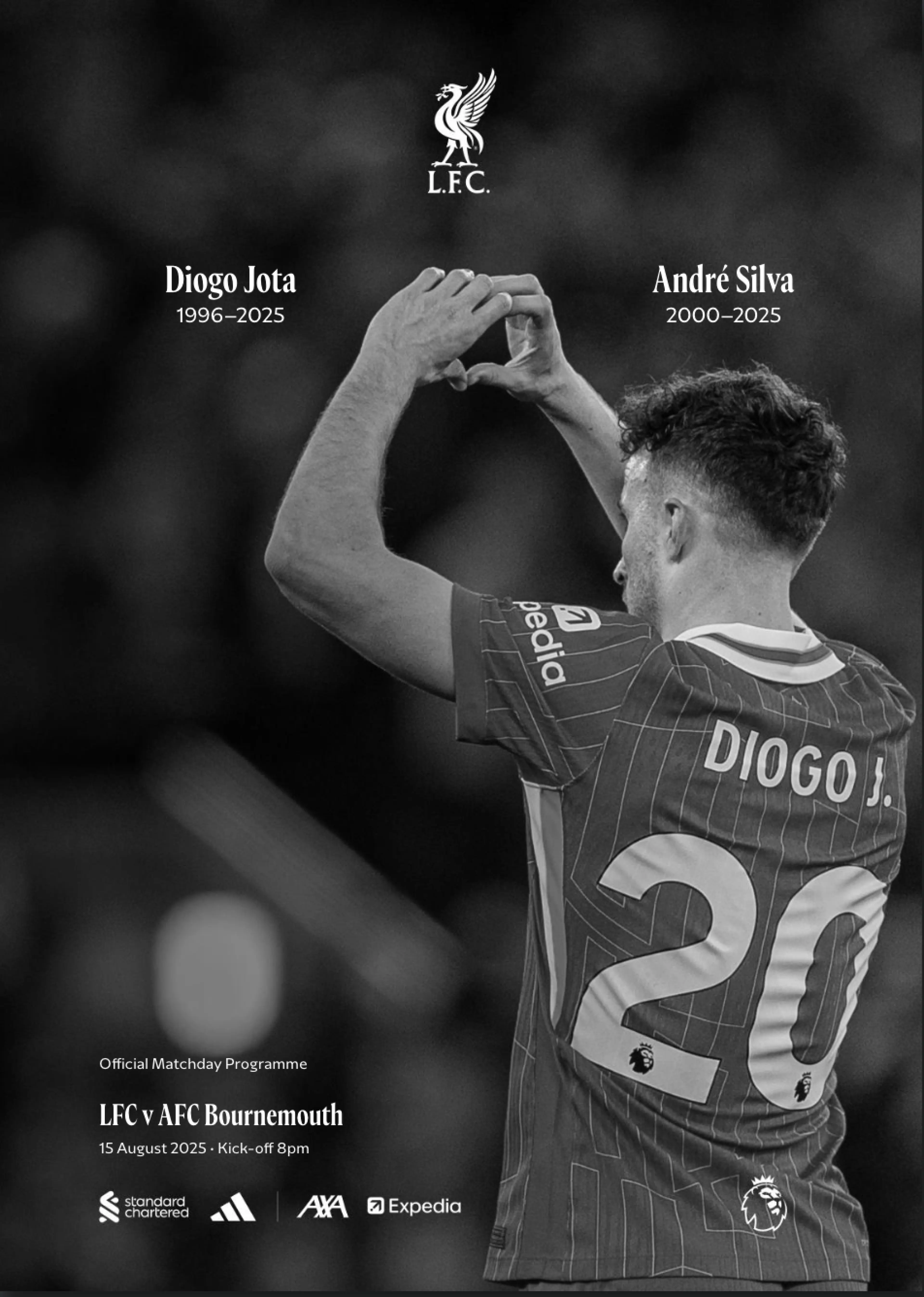 Diogo Jota Q.E.P.D. en la portada del folleto del programa oficial del partido